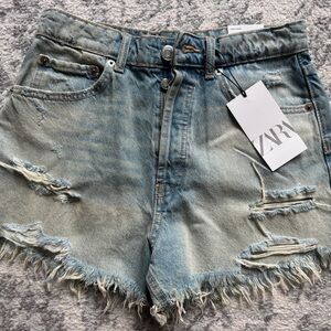 Zara High Rose Women's Blue Denim Shorts